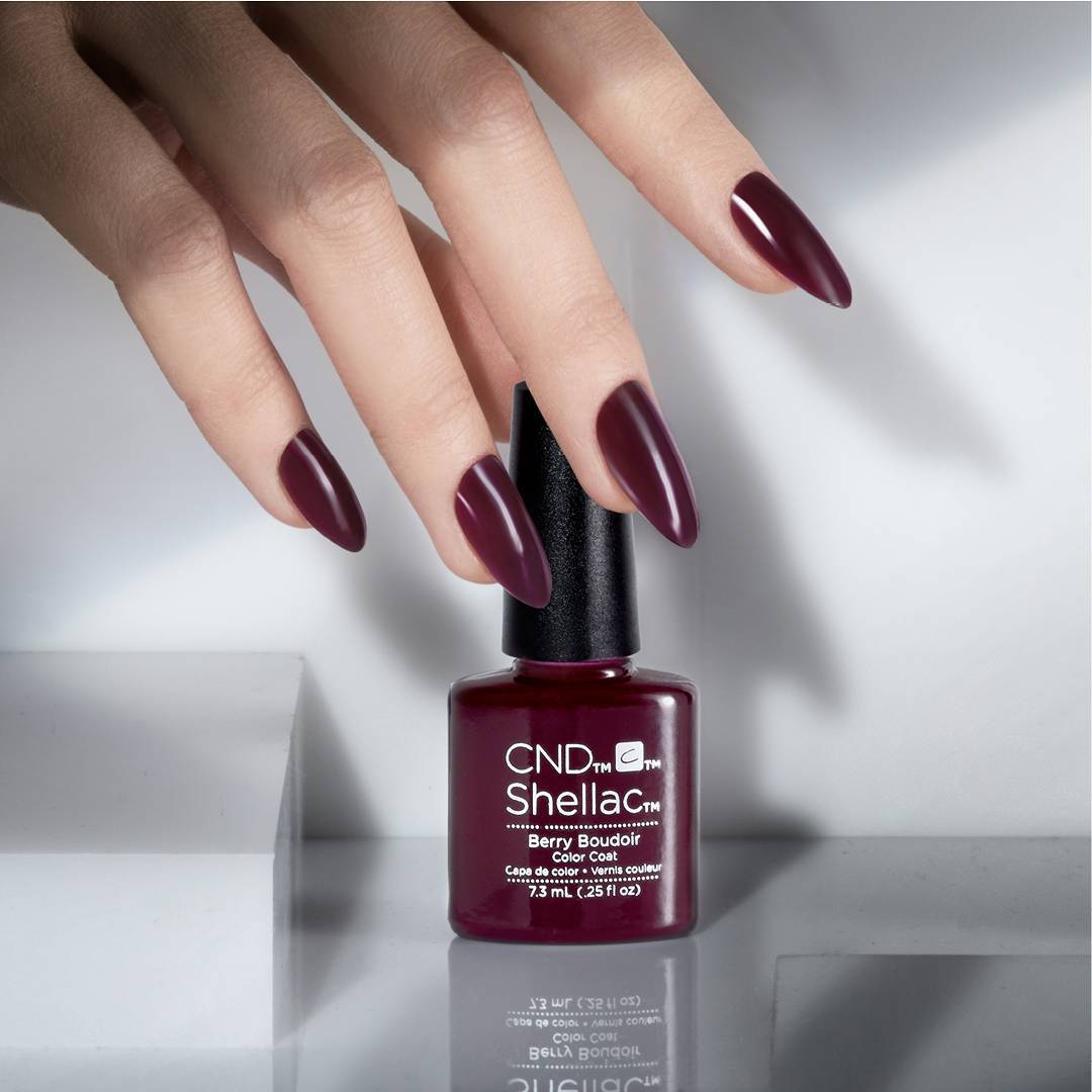 Choosing The Right Gel Nail System Jealous Nails Cnd Shellac Hand Nails Cdn Berry Colour Color