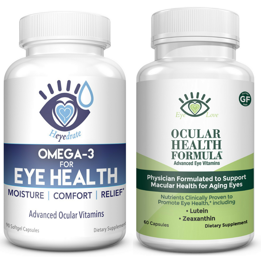 Eye Love Ocular Health Formula and Heyedrate Omega 3 for Eye Health