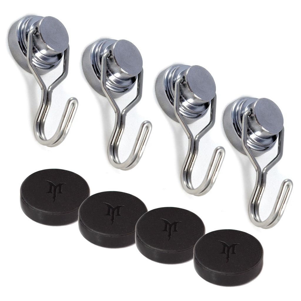 Monster Magnetics Heavy Duty Magnetic Swivel Hooks with Scratch-Proof Magnet Caps 4 Pack