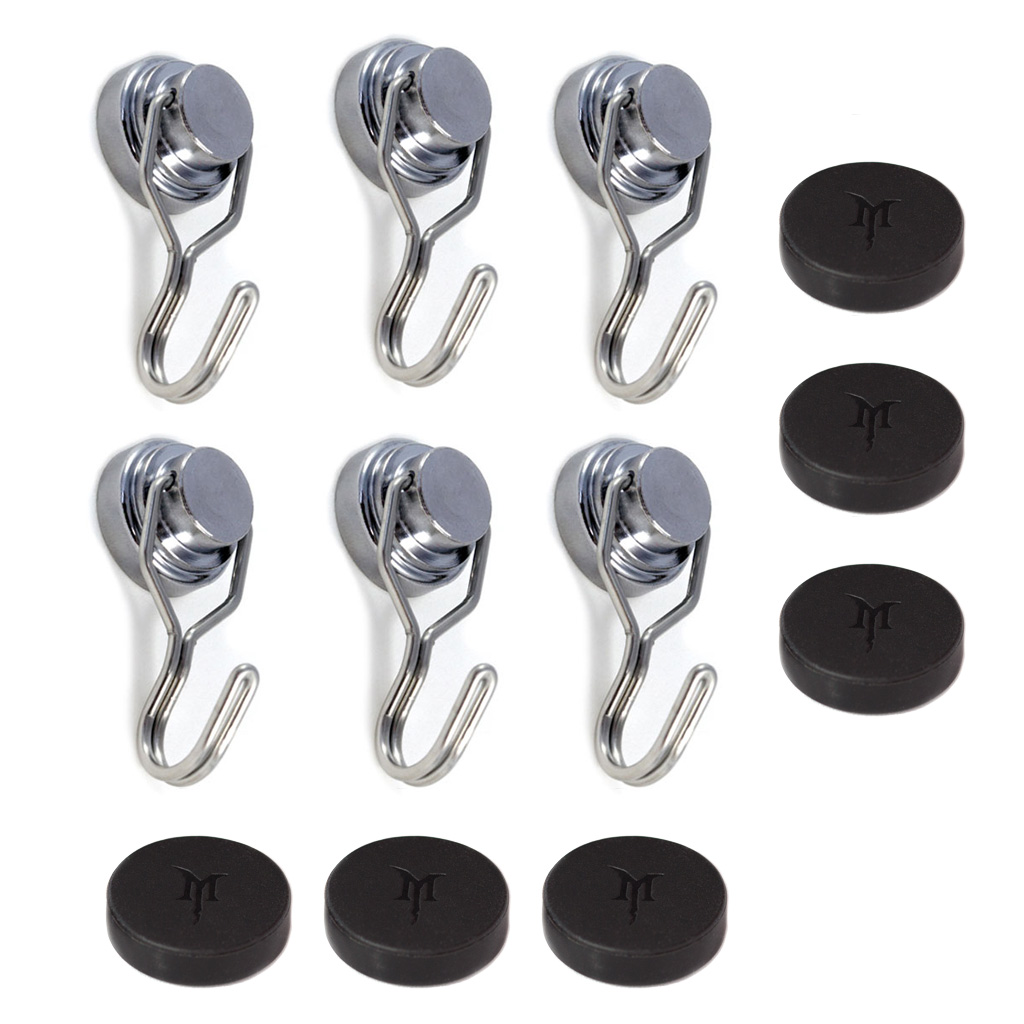 Monster Magnetics Heavy Duty Magnetic Swivel Hooks with Scratch-Proof Magnet Caps 6 Pack
